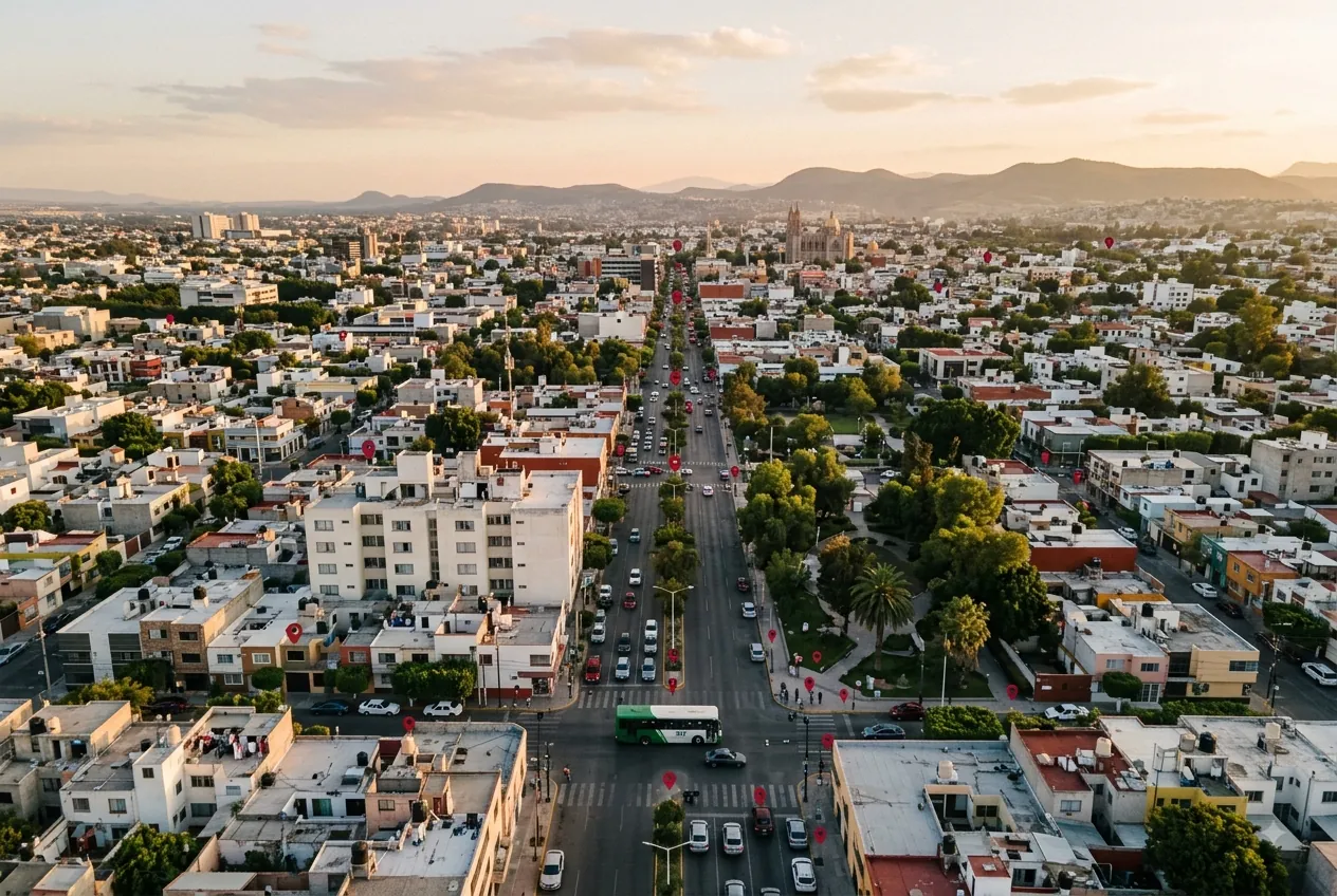 Vista urbana de León para el mapa de reportes